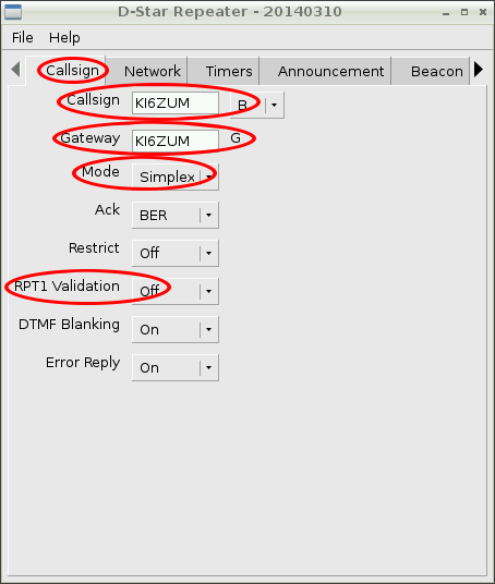 repeater-callsign settings