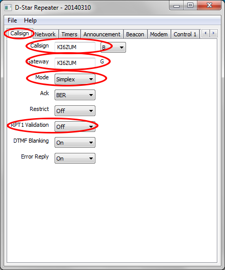 repeater-callsign settings
