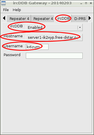 gateway-ircddb settings